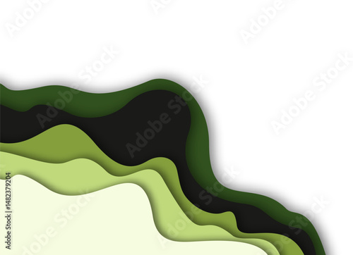 Abstract Wavy Paper Cut Layered Corner