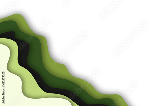 Abstract Wavy Paper Cut Layered Corner