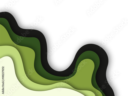 Abstract Wavy Paper Cut Layered Corner