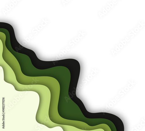 Abstract Wavy Paper Cut Layered Corner
