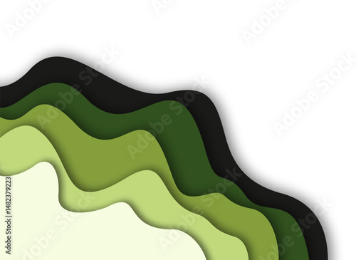 Abstract Wavy Paper Cut Layered Corner