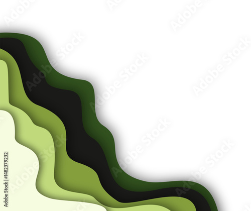 Abstract Wavy Paper Cut Layered Corner