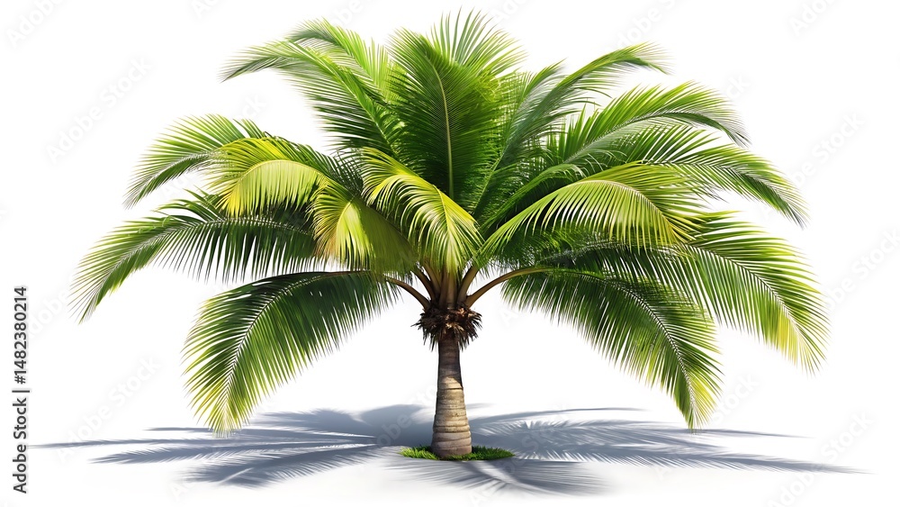 Obraz premium Cut out large tropical palm tree with shadow isolated on white background