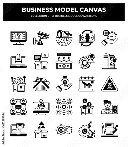Business Model Canvas Icons: A Collection of 25 Essential Strategy Icons