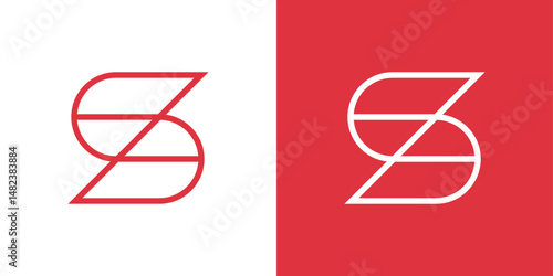 Modern abstract S monogram with diagonal cut. Minimal outline logo for tech or design driven brands.