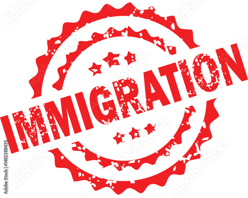 Immigration Stamp Icon – Passport, Visa, Travel, Customs Rubber Seal Label