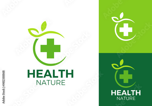 medical leaf logo design. simple modern nature health care symbol vector graphic
