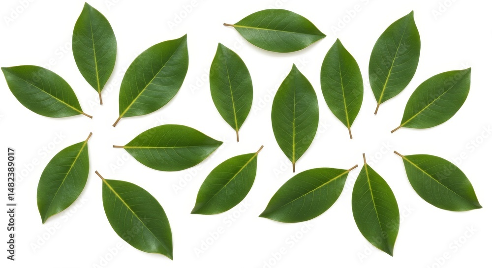 Naklejka premium Emerald leaf symphony on a stark canvas