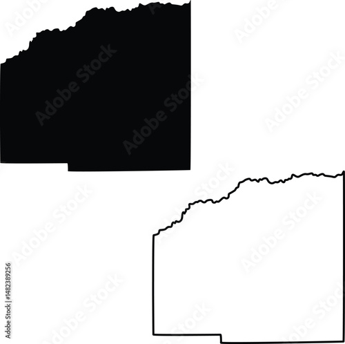 Map of Hopkins County Texas USA Silhouette Flat And Outline Design