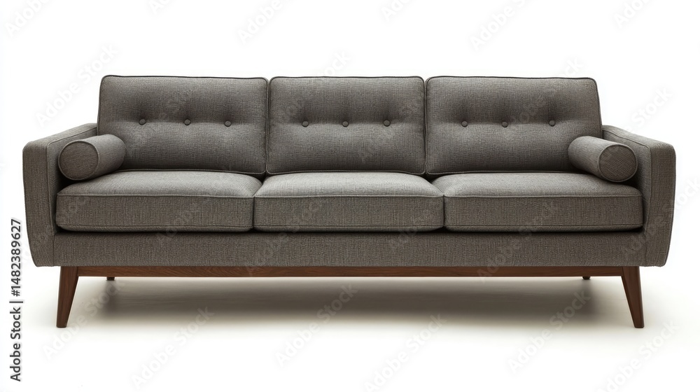 Fototapeta premium Grey sofa on neutral background
