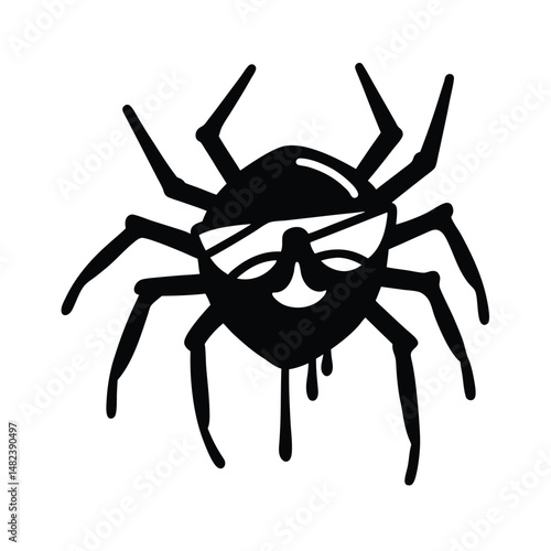 spider with sunglasses  slime on white