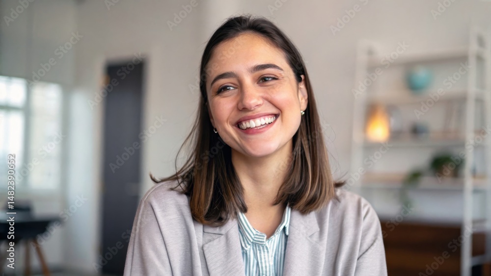Fototapeta premium Smiling young professional woman portrait. Generative AI
