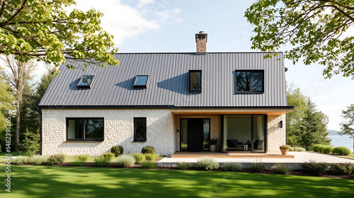 Scandinavian house with pebbled elevation