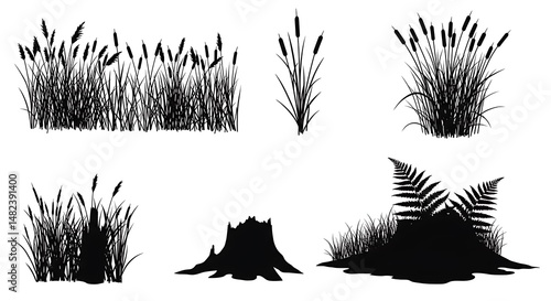 Silhouette Collection: Rustic Plants & Stump