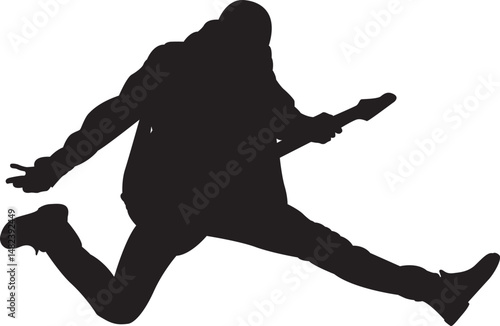 Silhouette Singer playing Guiter and dancing Position