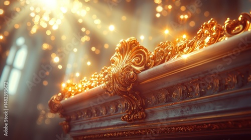 Ornate golden architecture bathed in sunlight