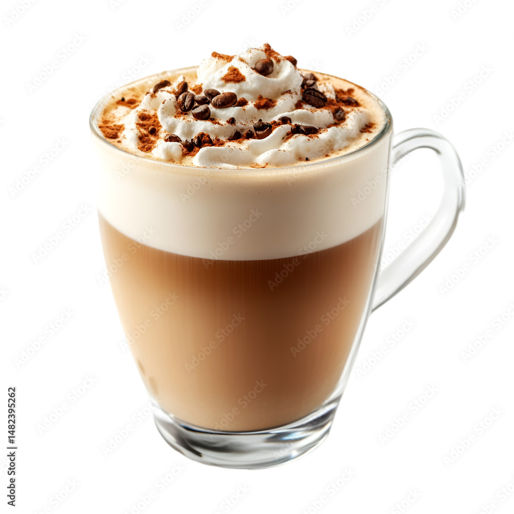 Delicious Latte with Whipped Cream and Coffee Beans Delicious Latte with Whipped Cream and Coffee Beans