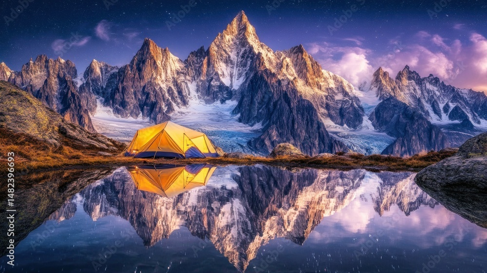 Obraz premium Mountain Tent Reflection