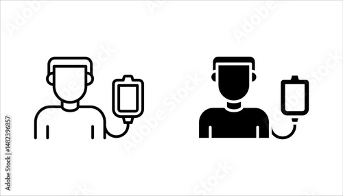 blood donation icon set, transfusion, blood donor life charity donation volunteer, vector illustration on white background