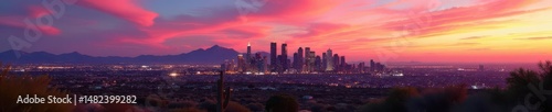 Iconic Phoenix skyline, vibrant cityscape, Arizona desert backdrop , cityscape, Arizona, USA