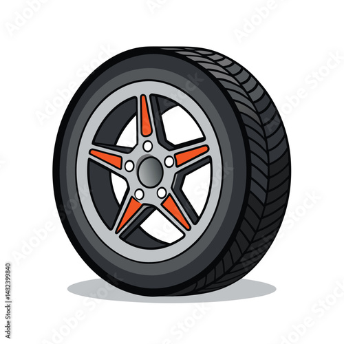 Car tire vector art illustration