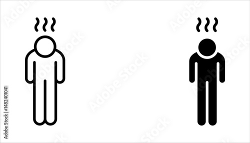 Depression man icon set. Depress, sad, lonely, stress concept. vector illustration on white background