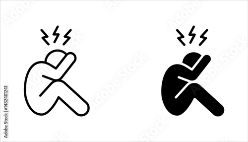 Depression man icon set. Depress, sad, lonely, stress concept. vector illustration on white background