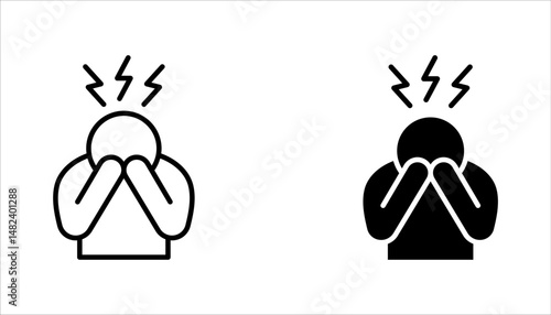 Depression man icon set. Depress, sad, lonely, stress concept. vector illustration on white background