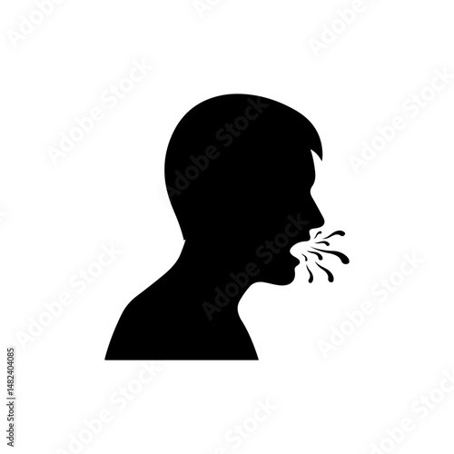 Nasal infection silhouette icon vector flat design.
