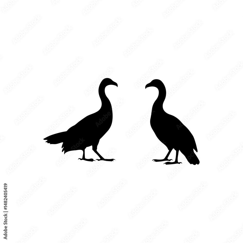 Obraz premium Two Grebes silhouette icon vector flat design.