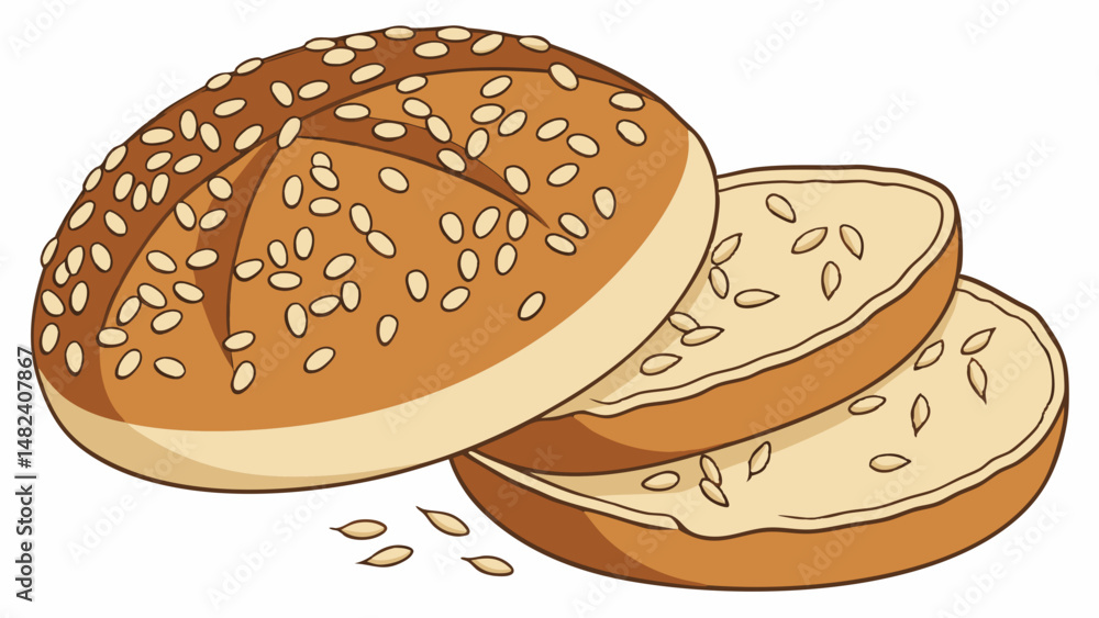 Vector Fresh sesame seed bun with top down view, showcasing its soft texture and inviting appearance Vector Fresh sesame seed bun with top down view, showcasing its soft texture and inviting appearance