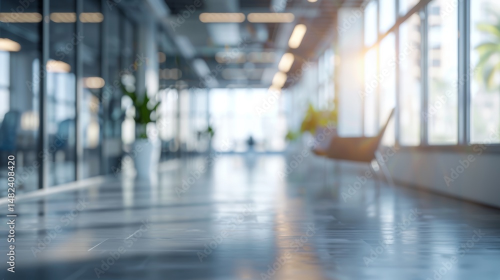 Blurred modern office hallway with bright sunlight Blurred modern office hallway with bright sunlight