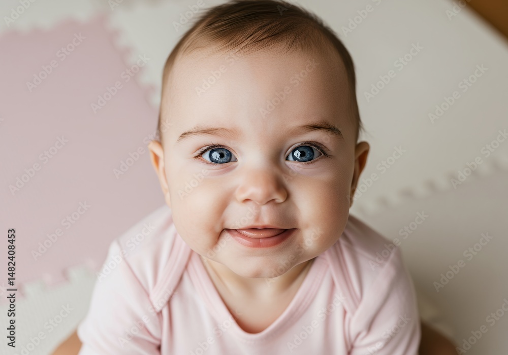 Close-up Portrait of a Baby Girl with Gentle Smile Close-up Portrait of a Baby Girl with Gentle Smile