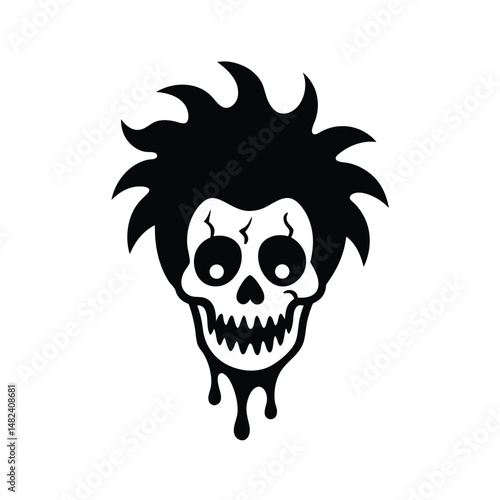 skull with clown hair  slime on white