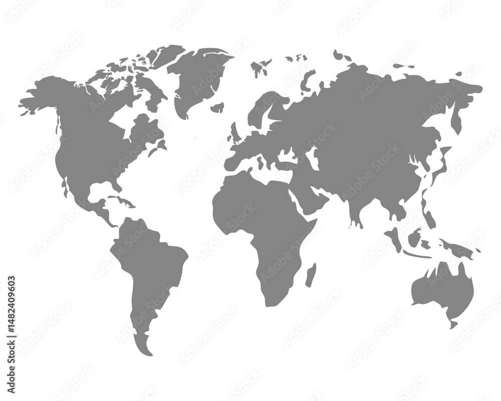 Obraz premium Grey blank world map vector illustration