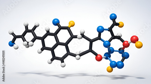 Malondialdehyde (MDA, enol form) molecule. Marker of oxidative stress and naturally produced during the lipid peroxidation of polyunsaturated fatty acids, 3D rendering.
