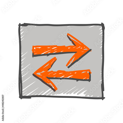 Two orange arrows pointing in opposite directions