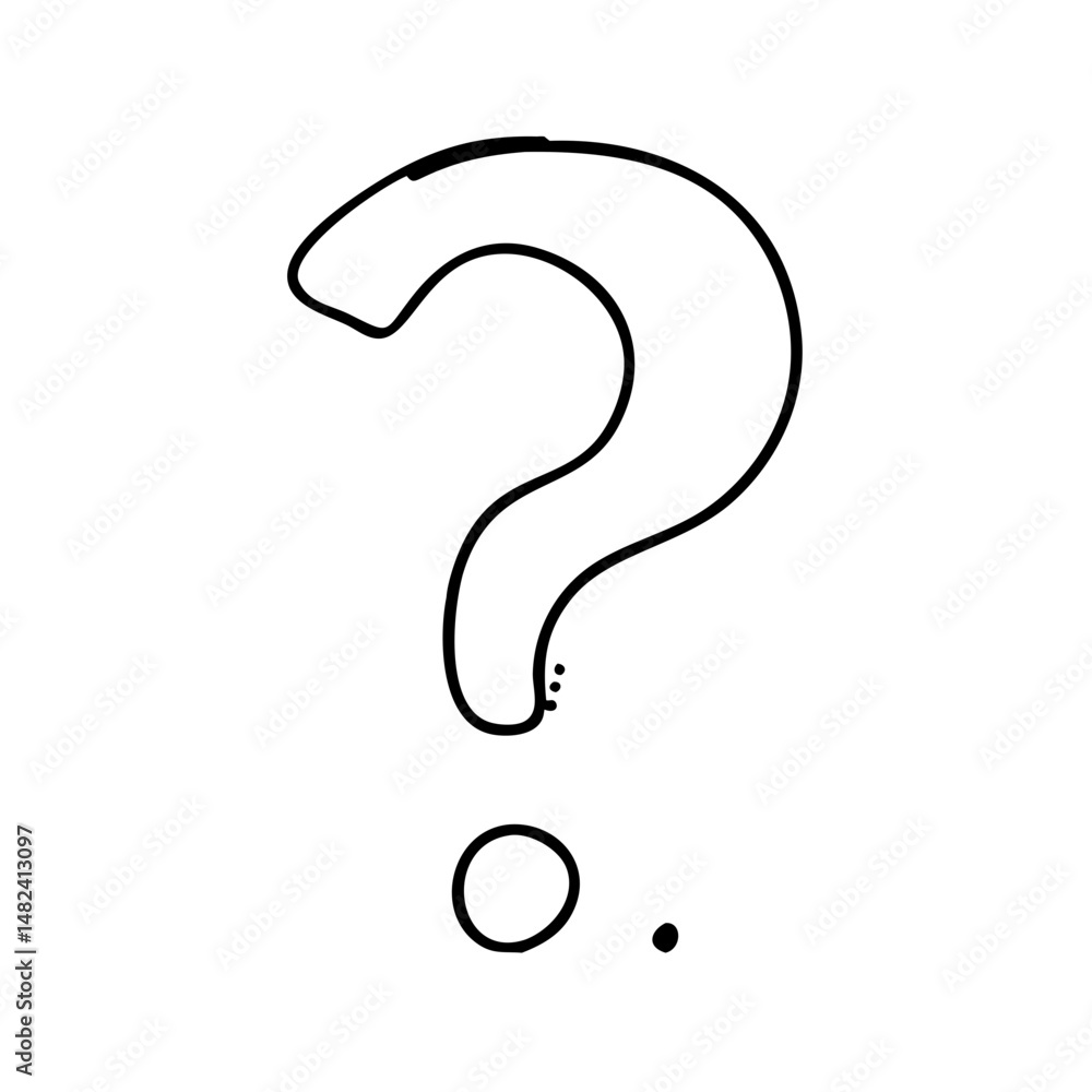 Naklejka premium Minimal black question mark with small dot
