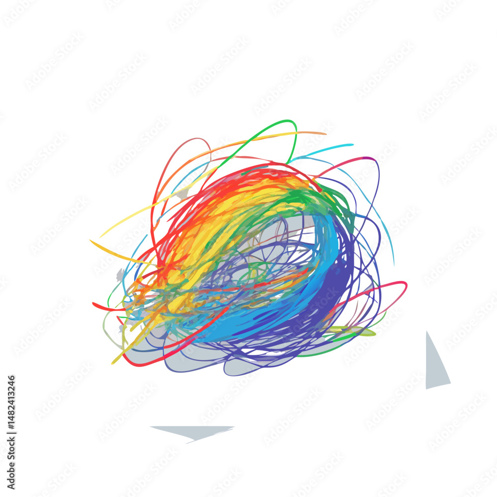 Colorful chaotic scribble in rainbow tones Colorful chaotic scribble in rainbow tones
