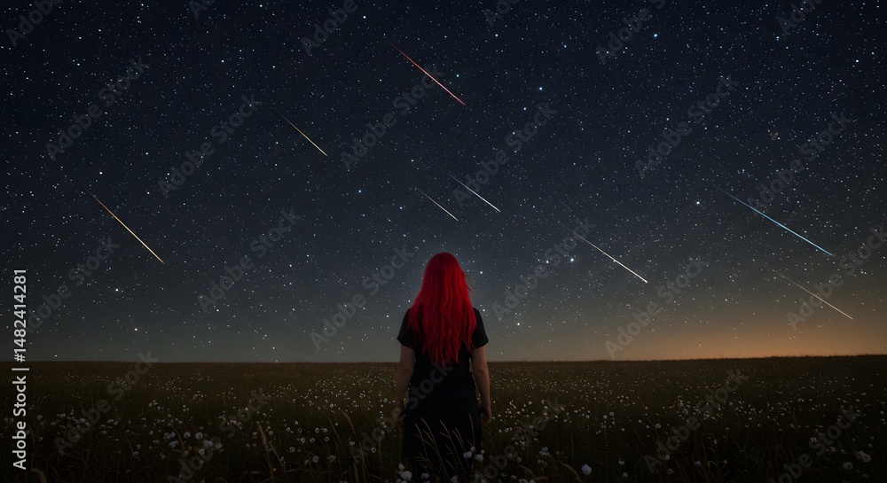 Obraz premium Person Observing Star Trails at Night