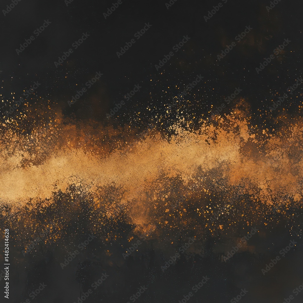 Fototapeta premium Warm copper and dusty gold emerge from charcoal black, detailed with fine noise.