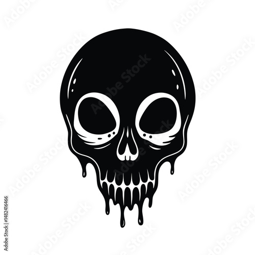 skull with alien eyes  slime on white