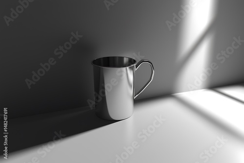 Polished Metal Mug in Dramatic Light and Shadow