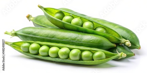 Wallpaper Mural Peas in vibrant green pods against a white background, peas, nature, peas, nature, fruit, health food, wellness, colorful mix Torontodigital.ca