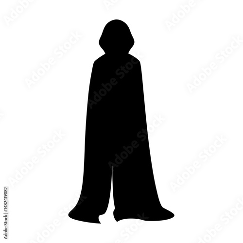 Silhouette of a person wearing a long robe with a hood