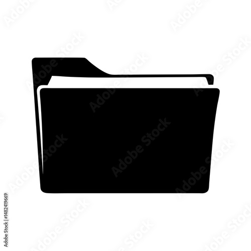 Black and white illustration of an open folder for document storage