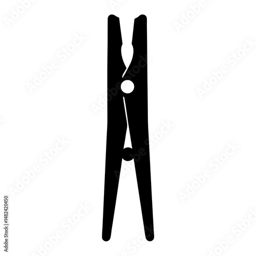 Simple Black and White Graphic Illustration of a Clothespin or Peg