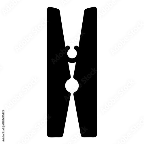 Stylized Clothes Peg Icon, a Simple Laundry Clip Illustration in Black
