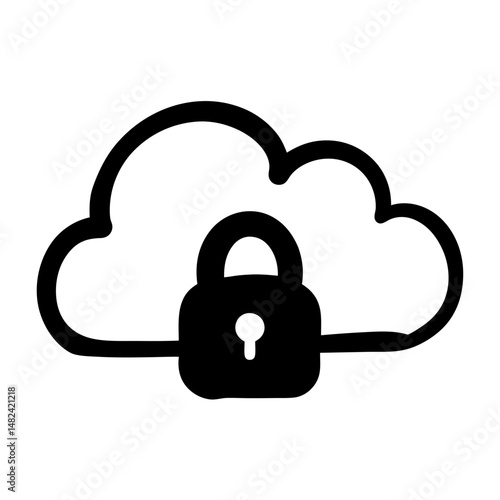 Secure cloud storage and protection concept illustration with a cloud and lock