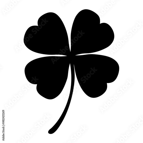 Silhouette of a lucky four leaf clover on a white background